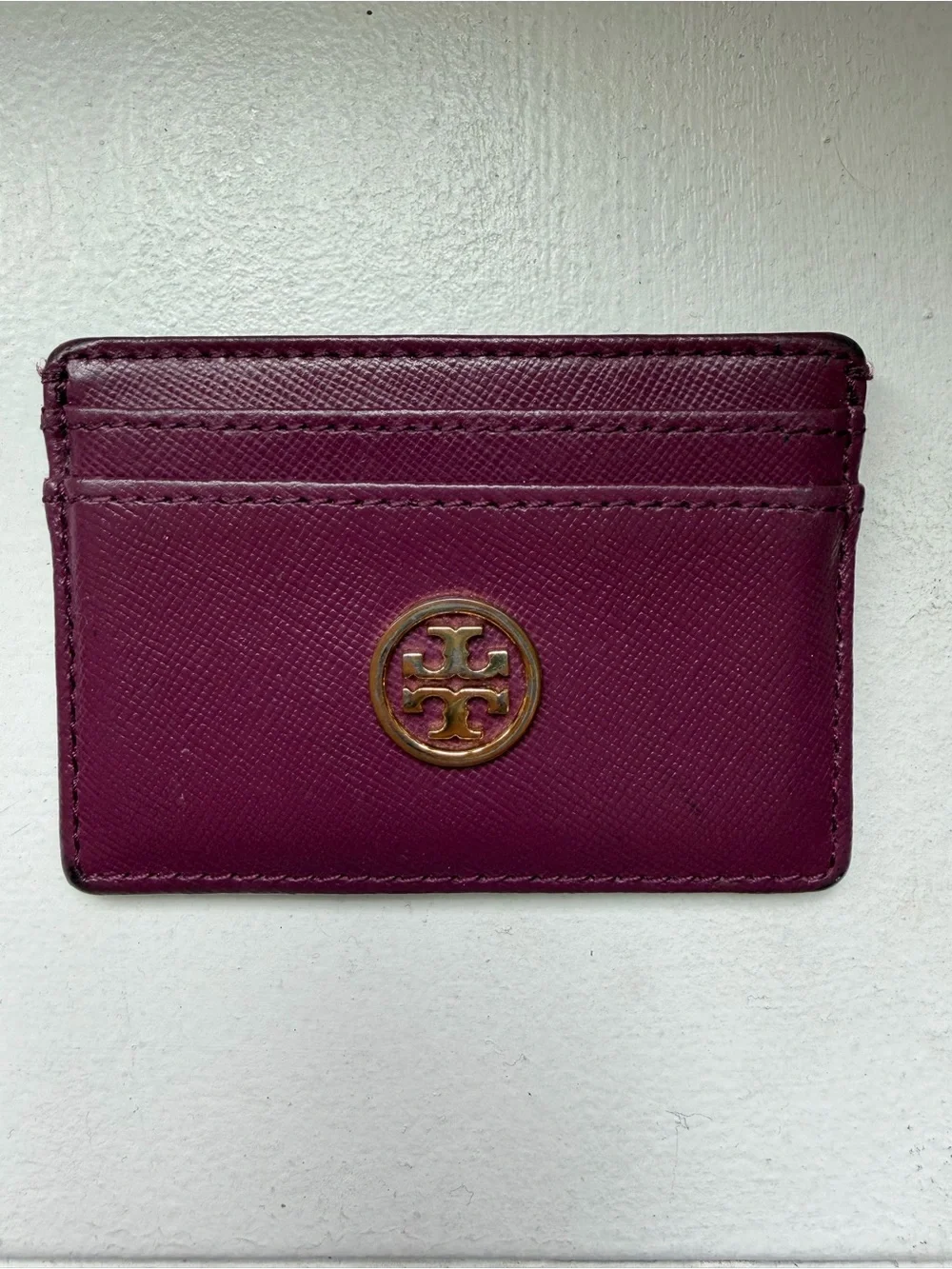 Tory Burch Leather Card Holder with Gold Logo